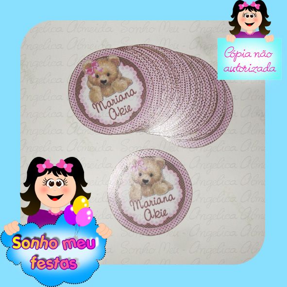 Rótulo para latinha 5cm ursa M&R