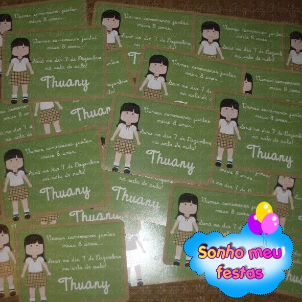 Convite 10cm x 7cm formato lousa - Tema carrossel