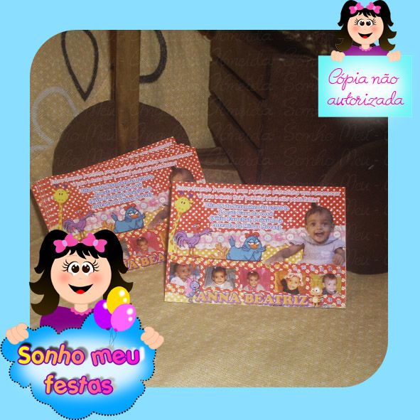 Convite galinha pintadinha 10cm x 7cm