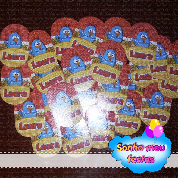 Rótulo tubete 13cm galinha pintadinha